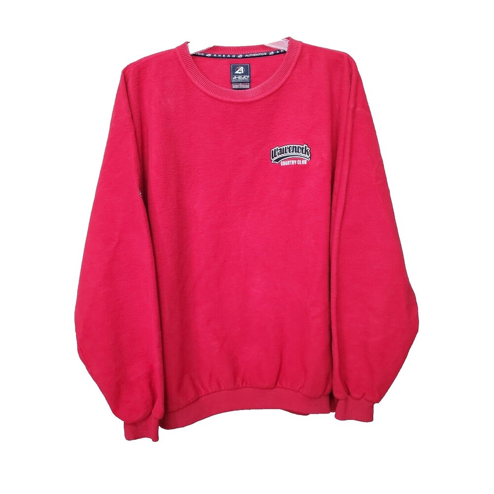 Ahead Authentics 100% Cotton Red Long Sleeve Sweatshirt Size XL Wawenock Logo